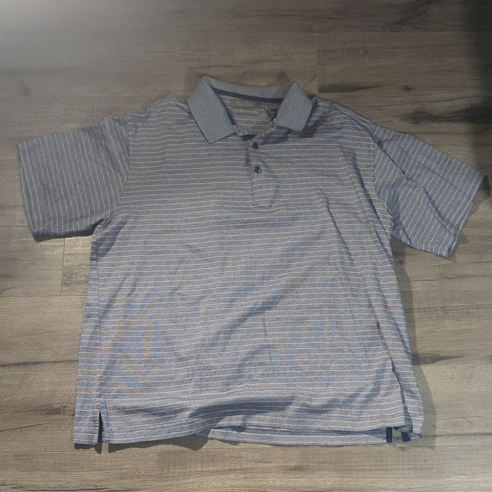 Daniel Cremieux Men's Polo Blue and White Double Mercerized Cotton Sz. XL